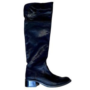 JESSICA SIMPSON Knee High Fold Over soft Leather Boot black block heel SZ 8